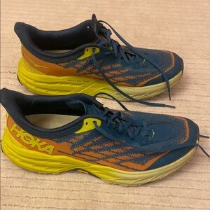 Hoka Vibrant Blue and Orange Athletic Shoes